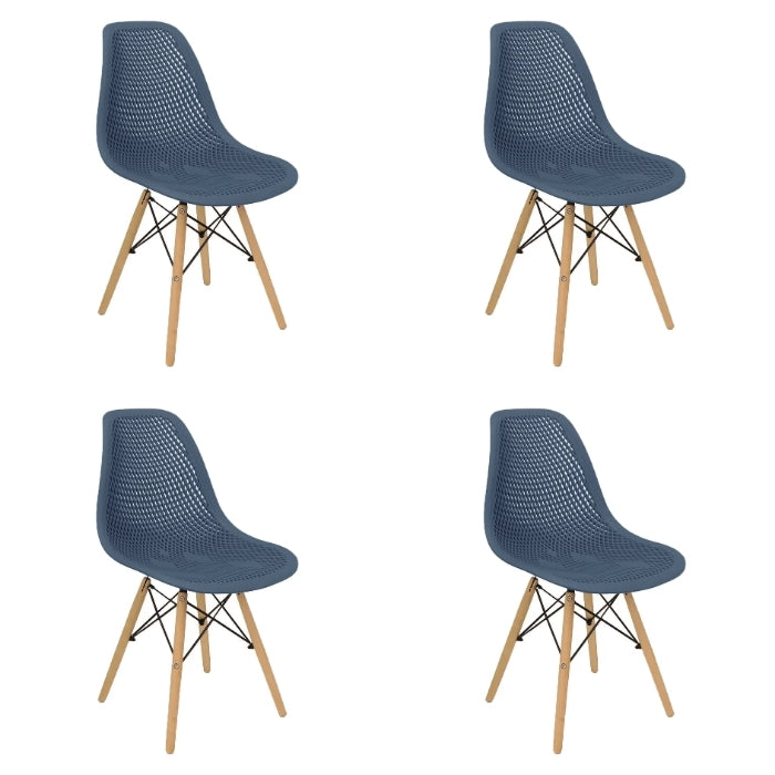 Set 4 sedie in stile scandinavo in legno e polipropilene - Finch - BEST - 63737076056442