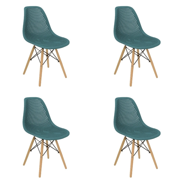 Set 4 sedie in stile scandinavo in legno e polipropilene - Finch - BEST - 63737076351354