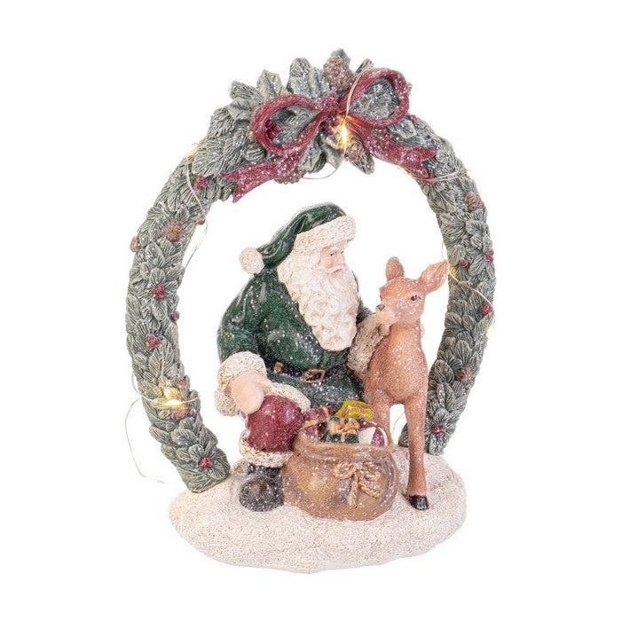 Babbo Natale decorativo con corona  con LED - Tyson