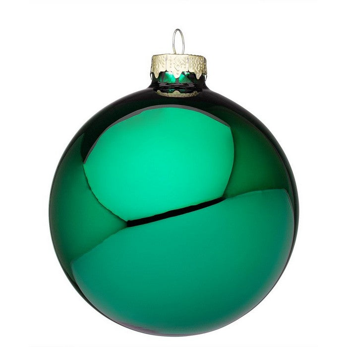 Palla di Natale in vetro verde smeraldo lucido