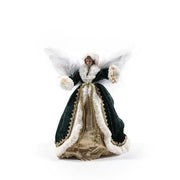 Angelo in tessuto per decorazione natalizia verde 28 cm