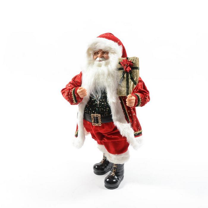 Statua Babbo Natale in piedi per decorazione natalizia con dono 60 cm