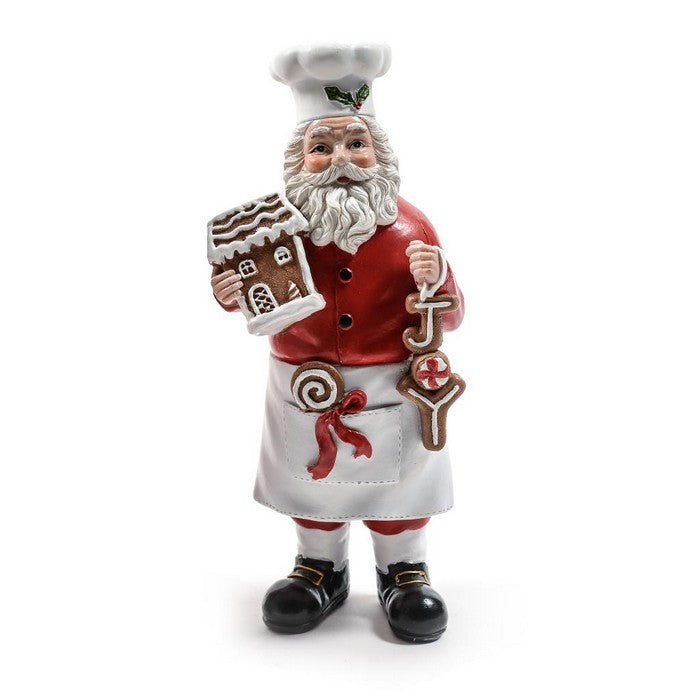Babbo Natale Chef in resina per decorazione natalizia