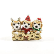 Scritta "Xmas" con cagnolini in resina per decorazione 16 cm