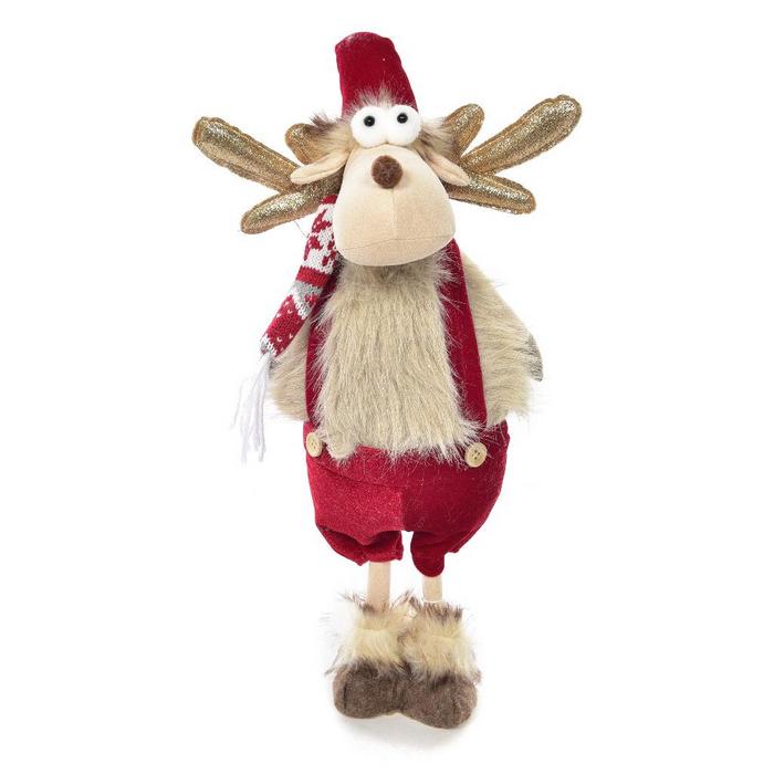 Renna con salopette per decorazione natalizia 56 cm