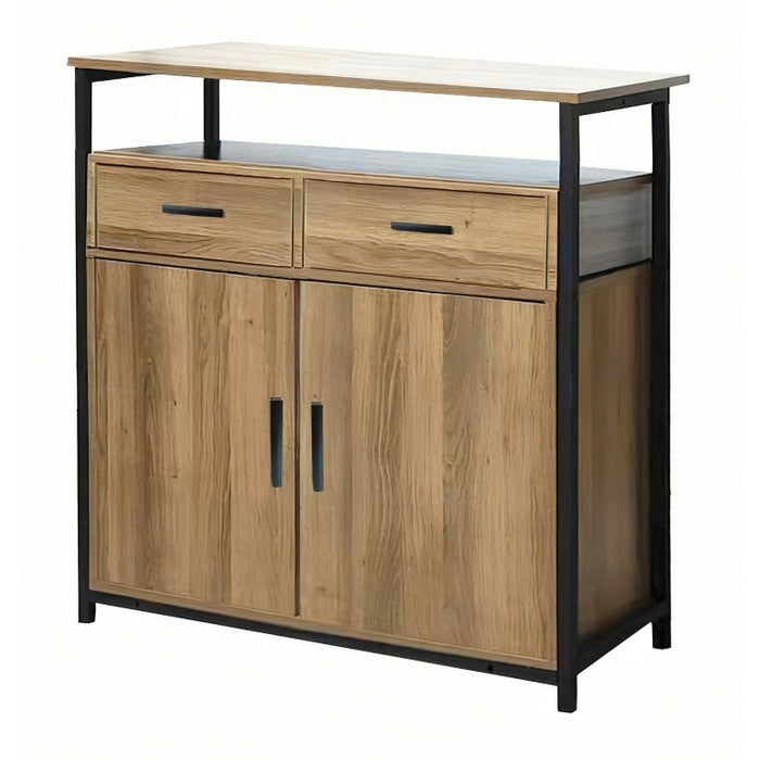 Mobile industrial in metallo e legno con 2 ante e 2 cassetti