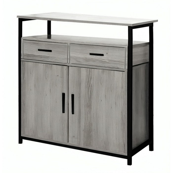 Mobile industrial in metallo e legno con 2 ante e 2 cassetti