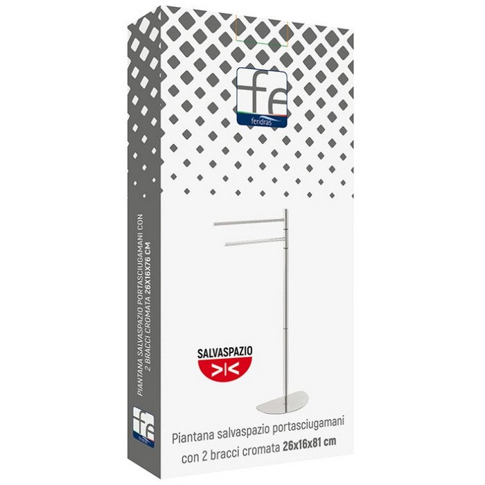 Piantana porta asciugamani in acciaio con 2 bracci - Salvaspazio - FERIDRAS - 64632243519866