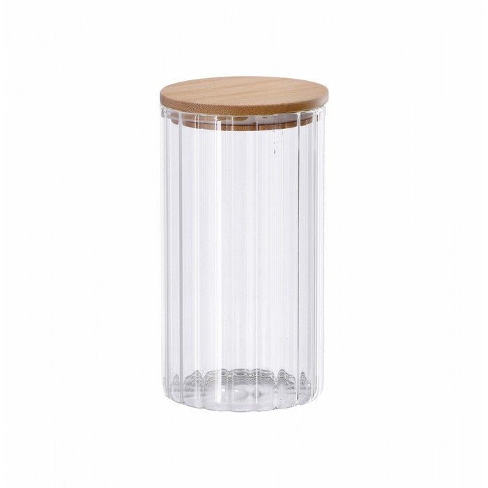 Barattolo tondo in vetro con coperchio in bamboo 9x17 cm - AD TREND - 63845836194170