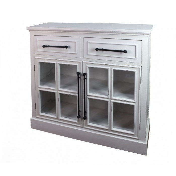 Mobiletto in legno bianco con 2 ante e 2 cassetti