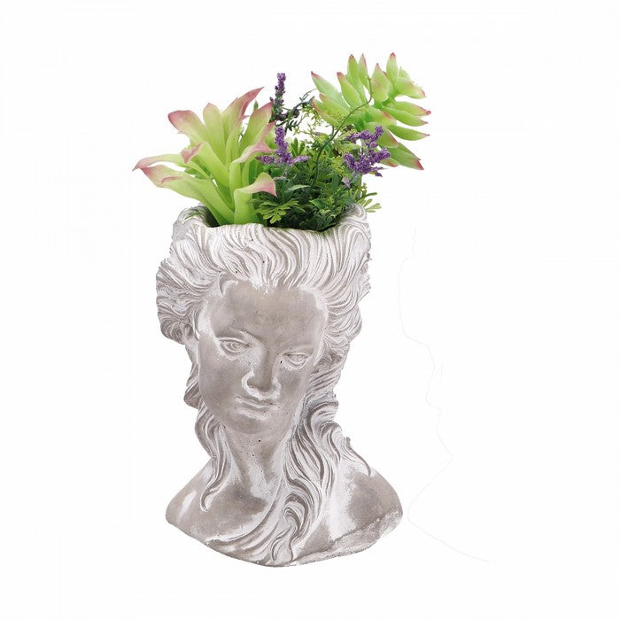 Vaso a forma di testa con piante artificiali 34 cm - AD TREND - 63845851038074