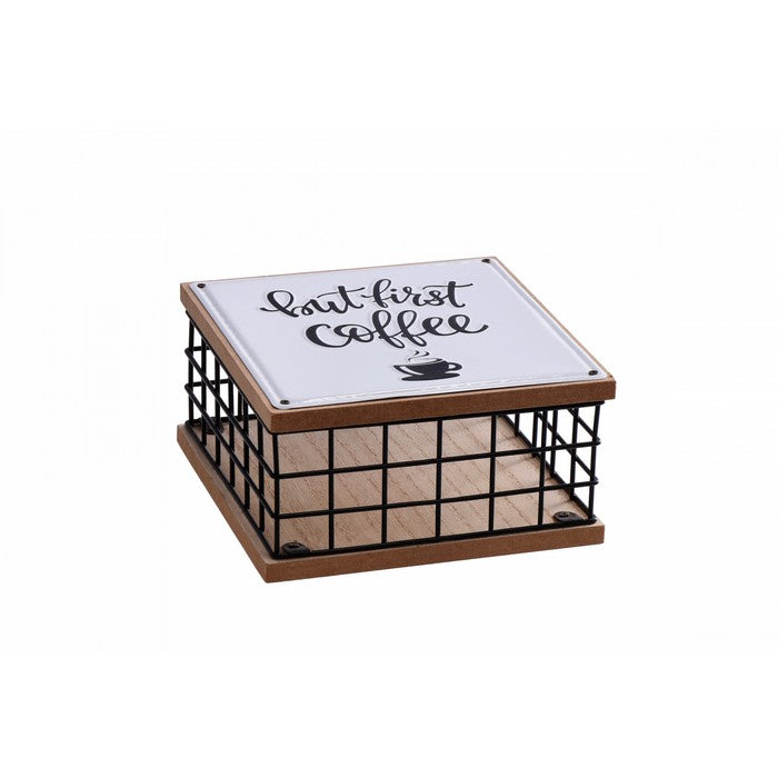 Scatola porta capsule caffe in mdf e ferro 16x16 cm - AD TREND - 63845877023098