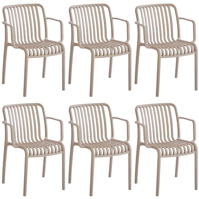 Set 6 poltrone da giardino con doghe impilabili in polipropilene anti-uv - Gardenia - BEST - 64590592704890