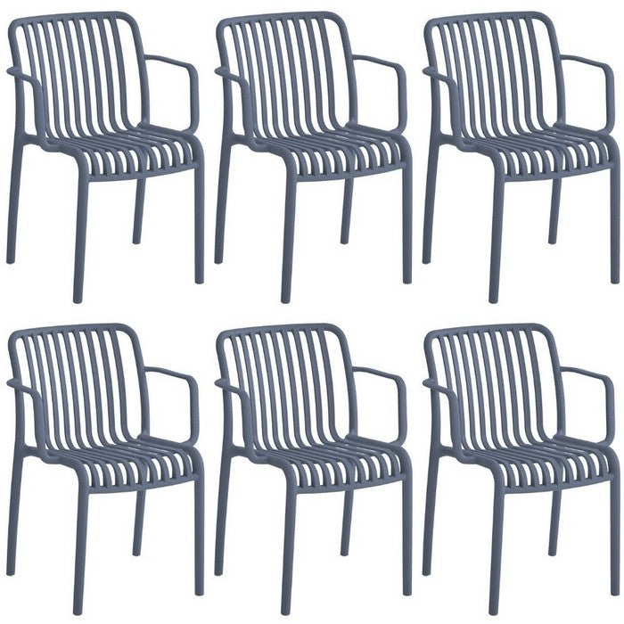 Set 6 poltrone da giardino con doghe impilabili in polipropilene anti-uv - Gardenia - BEST - 64590592016762