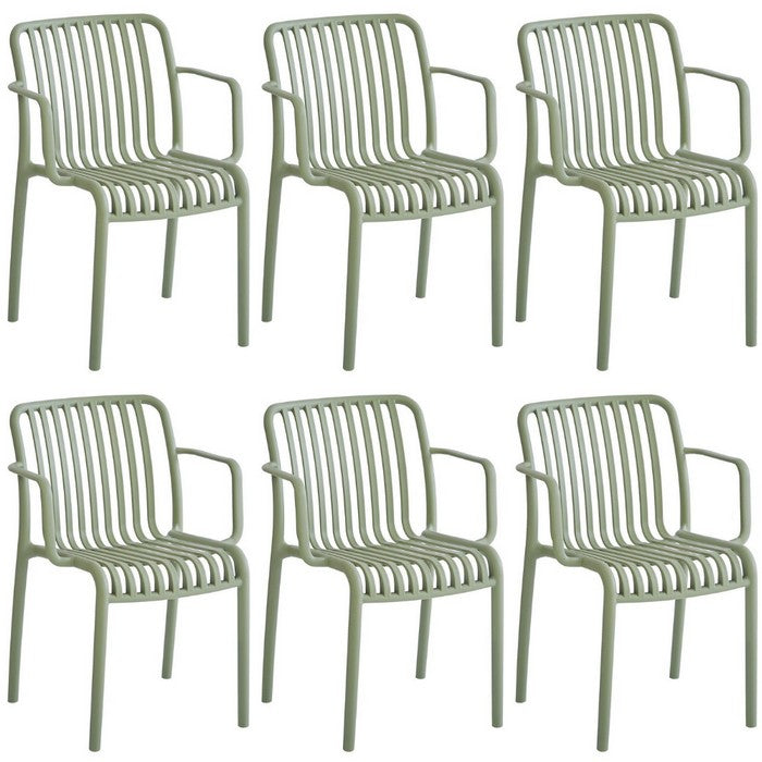 Set 6 poltrone da giardino con doghe impilabili in polipropilene anti-uv - Gardenia - BEST - 64590592213370