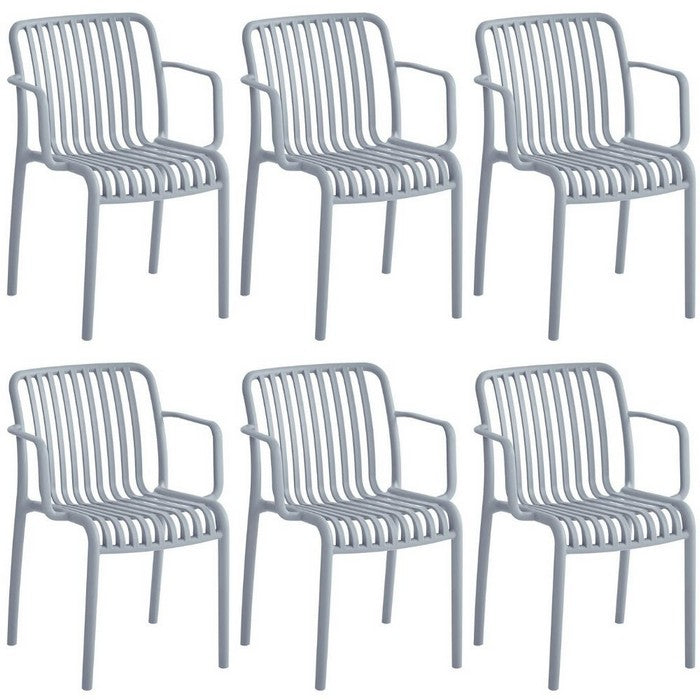 Set 6 poltrone da giardino con doghe impilabili in polipropilene anti-uv - Gardenia - BEST - 64590592442746