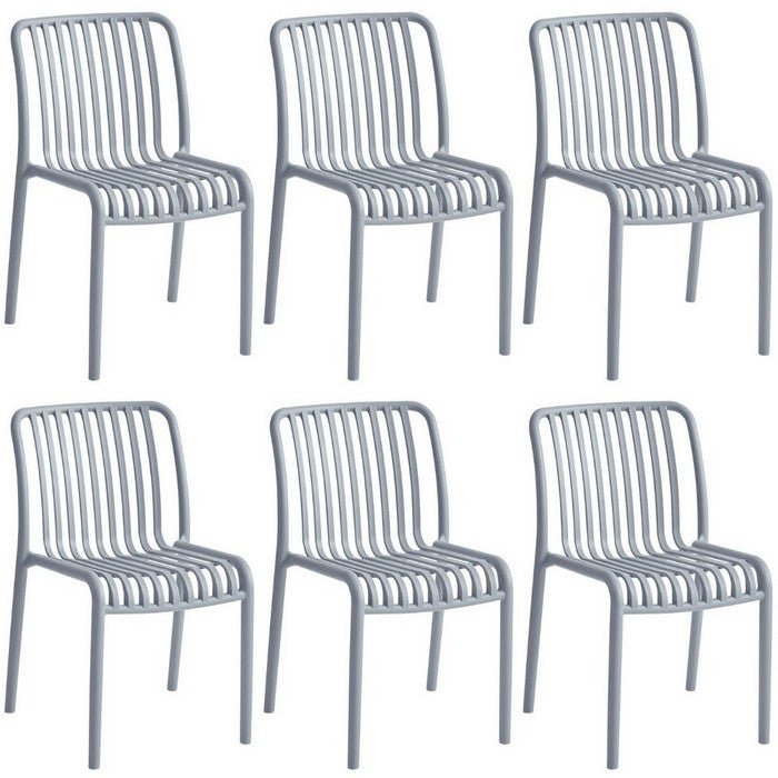 Set 6 sedie da giardino con doghe impilabile in polipropilene anti-uv - Gardenia - BEST - 64590636253562