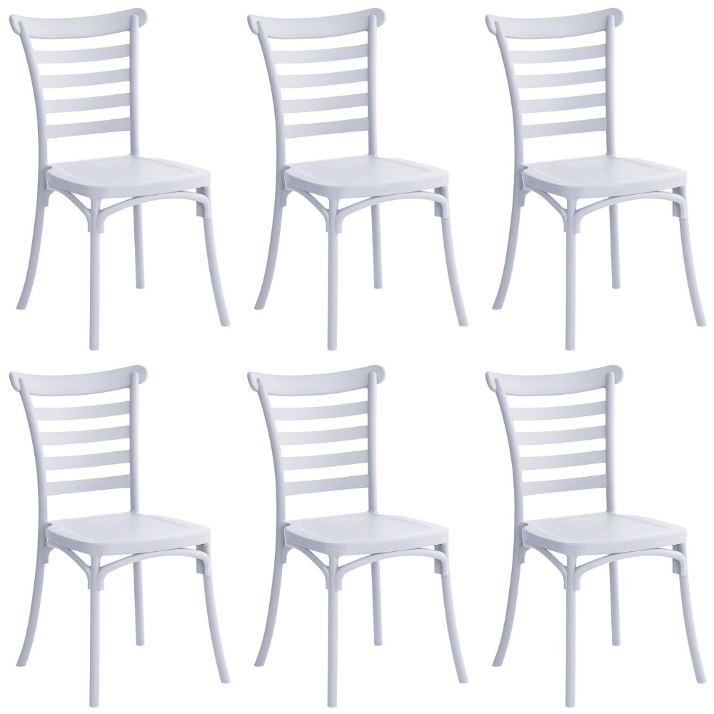 Set 6 Sedie YVONNE In Polipropilene Impilabili - Resistente UV, Moderno, Per Interni Ed Esterni (Colore Ghisa) - Foto 7