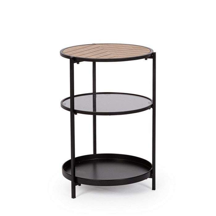 Tavolino tondo in metallo con ripiani 40 cm - Haldor - BIZZOTTO - 64075213013370