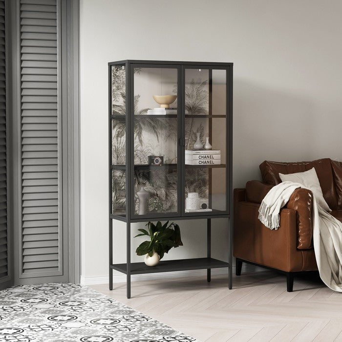 Vetrina in metallo con 2 ante e ripiani in stile industriale - Jungle