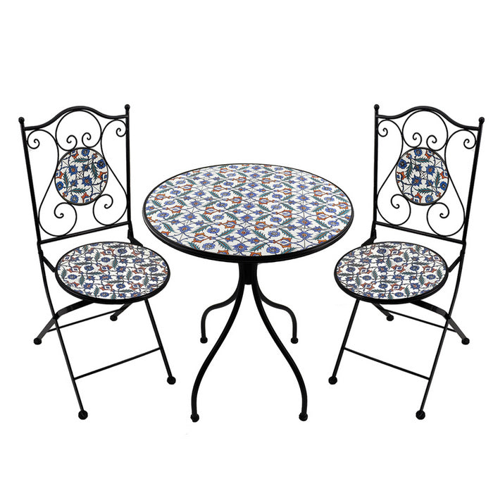 Set tavolo con sedie pieghevoli in metallo con mosaico - Elba - BEST - 64871801127290