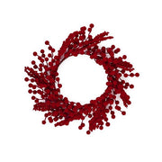 Corona con bacche bordeaux per decorazione natalizia 45 cm