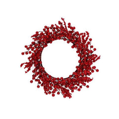 Corona con bacche rosse per decorazione natalizia 45 cm