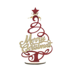 Albero in legno con scritta merry christmas per decorazione natalizia 30 cm
