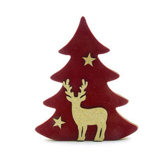 Decorazione in legno con albero e renna 20 cm