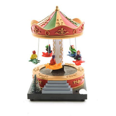 Giostra a carosello per decorazione natalizia con musica luci e movimento 18 cm