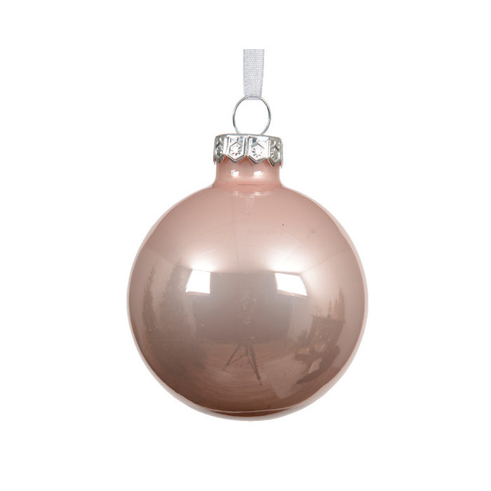 Pallina di natale in vetro rosa cipria smaltato