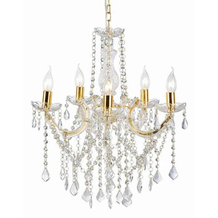 Lampadario con gocce di vetro per decorazione natalizia