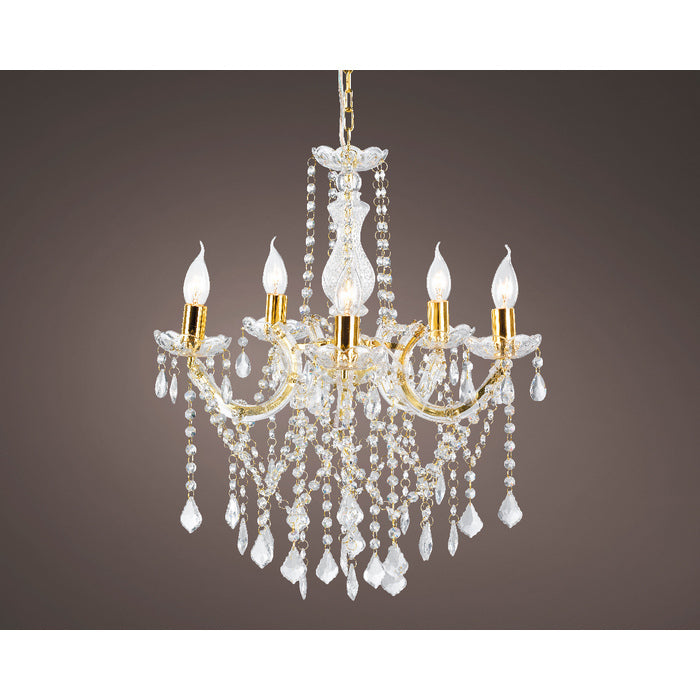 Lampadario con gocce di vetro per decorazione natalizia