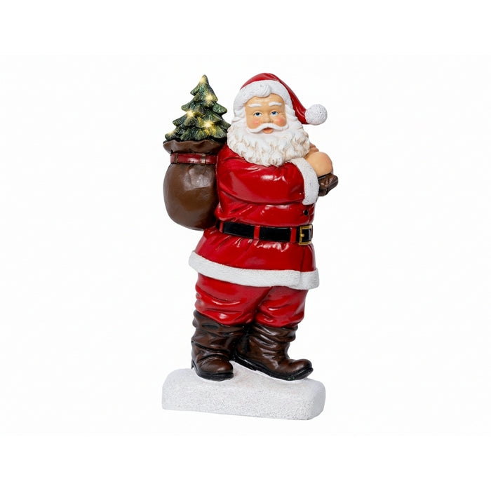 Babbo Natale in poliresina per decorazione natalizia, con led, 30 cm