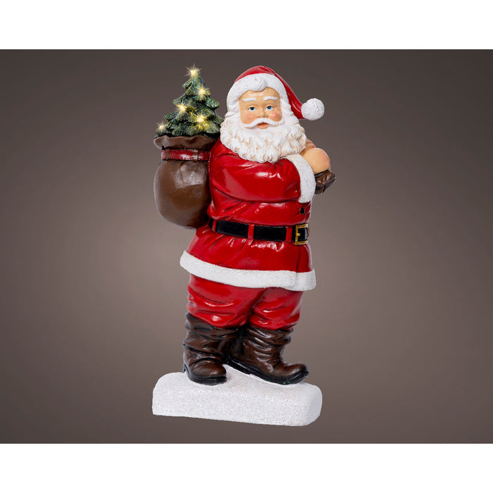 Babbo Natale in poliresina per decorazione natalizia, con led, 30 cm