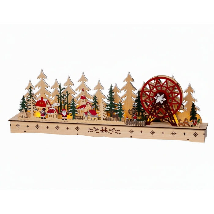 Paesaggio natalizio con giostre in compensato 78 cm