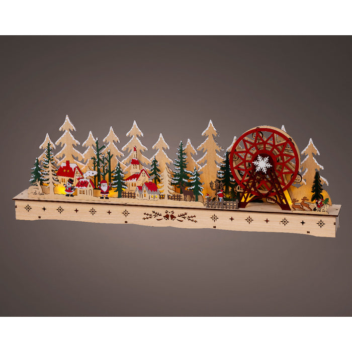 Paesaggio natalizio con giostre in compensato 78 cm