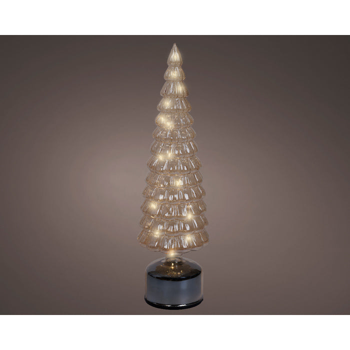 Albero di natale in vetro rotante con effetti di luce e LED 39 cm