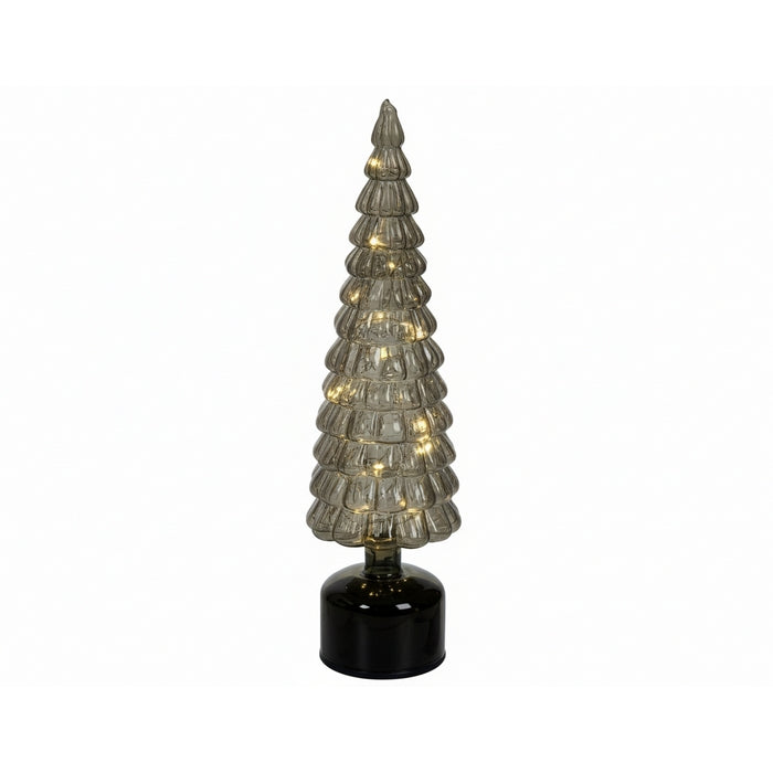 Albero di natale in vetro rotante con effetti di luce e LED 39 cm