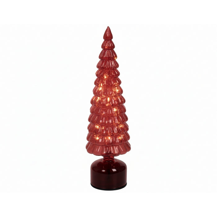 Albero di natale in vetro rotante con effetti di luce e LED 39 cm