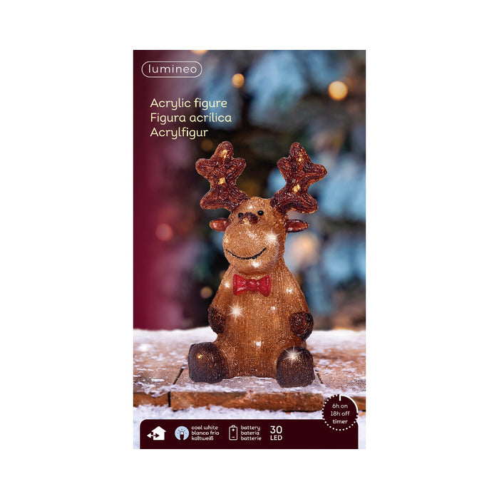 Renna per decorazione natalizia con LED a batteria interno/esterno 28 cm