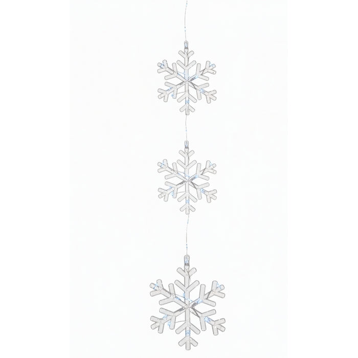 Decorazione luminosa con fiocchi di neve, 44 LED a batteria, 62 cm