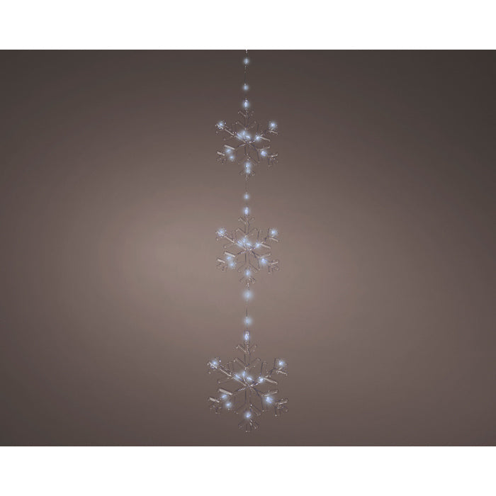 Decorazione luminosa con fiocchi di neve, 44 LED a batteria, 62 cm