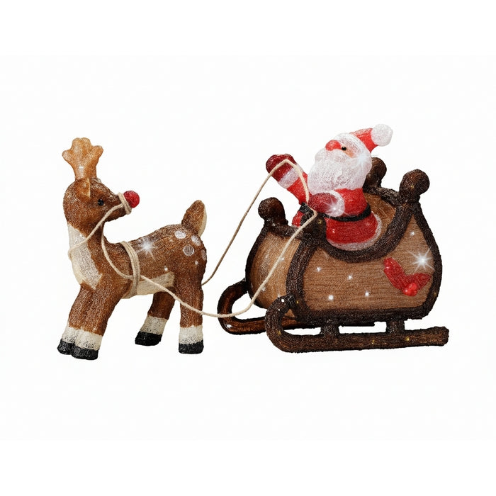 Decorazione natalizia slitta di babbo natale con LED interno/esterno