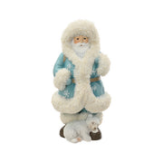 Statua per decorazione natalizia, babbo natale bianco e blu in poliresina 32 cm