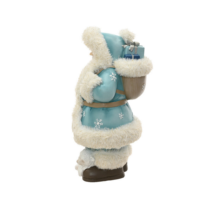 Statua per decorazione natalizia, babbo natale bianco e blu in poliresina 32 cm