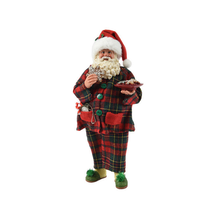 Statua per decorazione natalizia, babbo natale in pigiama, 28 cm
