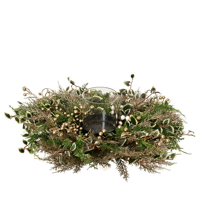 Centrotavola porta tea-light natalizio champagne