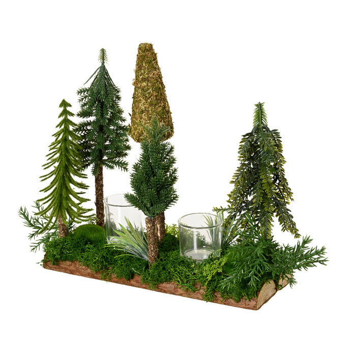 Centrotavola portacandele con alberelli 2 fuochi