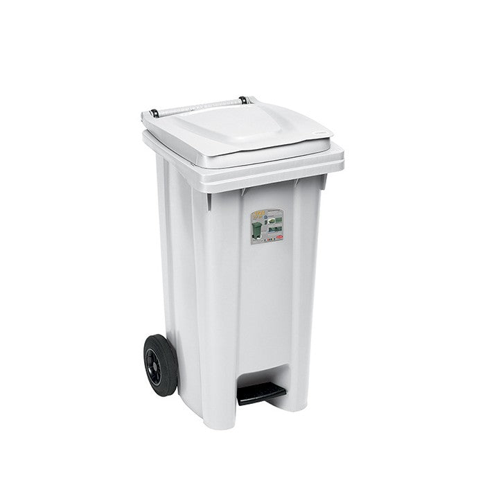 Bidone carrellato con pedale 120 litri